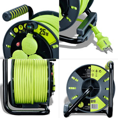 Enrollacables Pro-XT - 3 tomas - Cable alta visibilidad 3x1,5mm2 - 25m - IP44