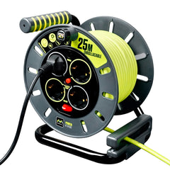 Enrollacables Pro-XT - 4 tomas - Cable alta visibilidad 3x1,5mm2 - 25m - IP20
