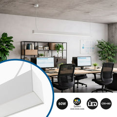 Lámpara lineal LED DOB CCT - 60W - 180cm - 120lm/W - PVC - Suspensión