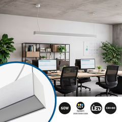Lámpara lineal LED DOB CCT - 60W - 180cm - 120lm/W - PVC - Suspensión