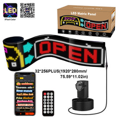 Display LED flexible programable - 192 x 28 cm - USB + Bluetooth + mando a distancia