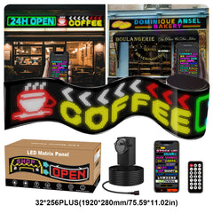 Display LED flexible programable - 192 x 28 cm - USB + Bluetooth + mando a distancia