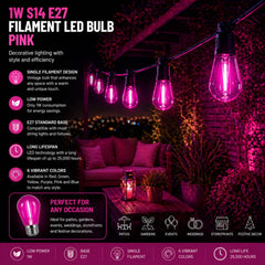 Bombilla LED Filamento - S14 E27 - 1W - Cristal de colores