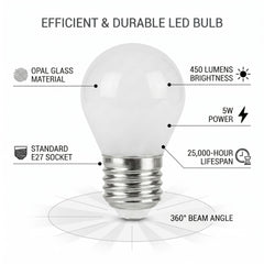 Bombilla filamento LED "Milky" - G45 E27 - 5W - Luz Cálida 3000K