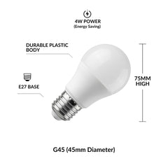 Bombilla LED E27 G45 esférica - 4W