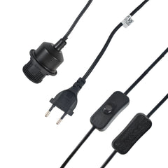 Lámpara colgante de mimbre "FREY" - Con interruptor y enchufe - E27