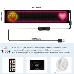 Display LED flexible programable - 89 x 19 cm - USB + Bluetooth + mando a distancia