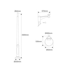 Poste de luz exterior "GLOBE 400 MODERN DOWN" Fumagalli - 4 opciones - E27