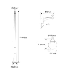 Poste de luz exterior "GLOBE 400 MODERN DOWN" Fumagalli - 4 opciones - E27