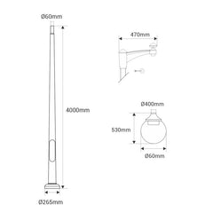 Poste de luz exterior "GLOBE 400 MODERN DOWN" Fumagalli - 4 opciones - E27
