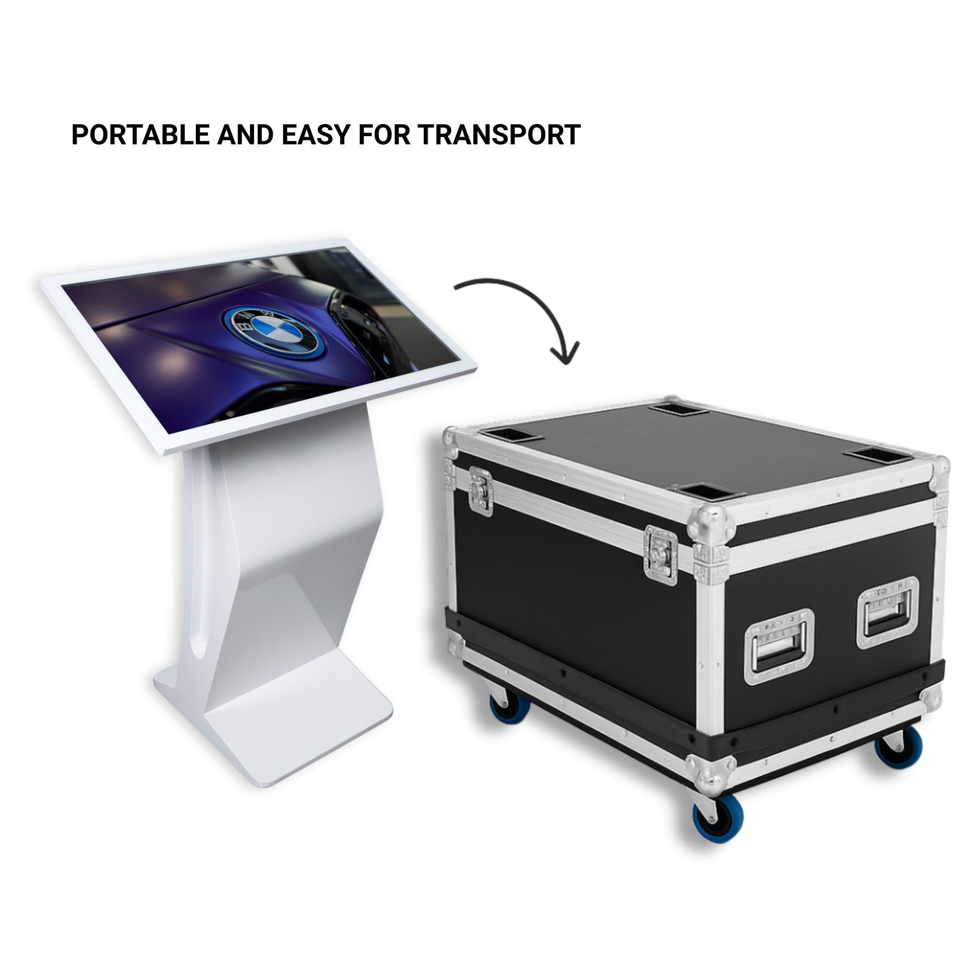 Flight Case para Digital Kiosk 32"  DDT32 - con Foam, Ruedas y Asas – Transporte Seguro en Ferias y Eventos