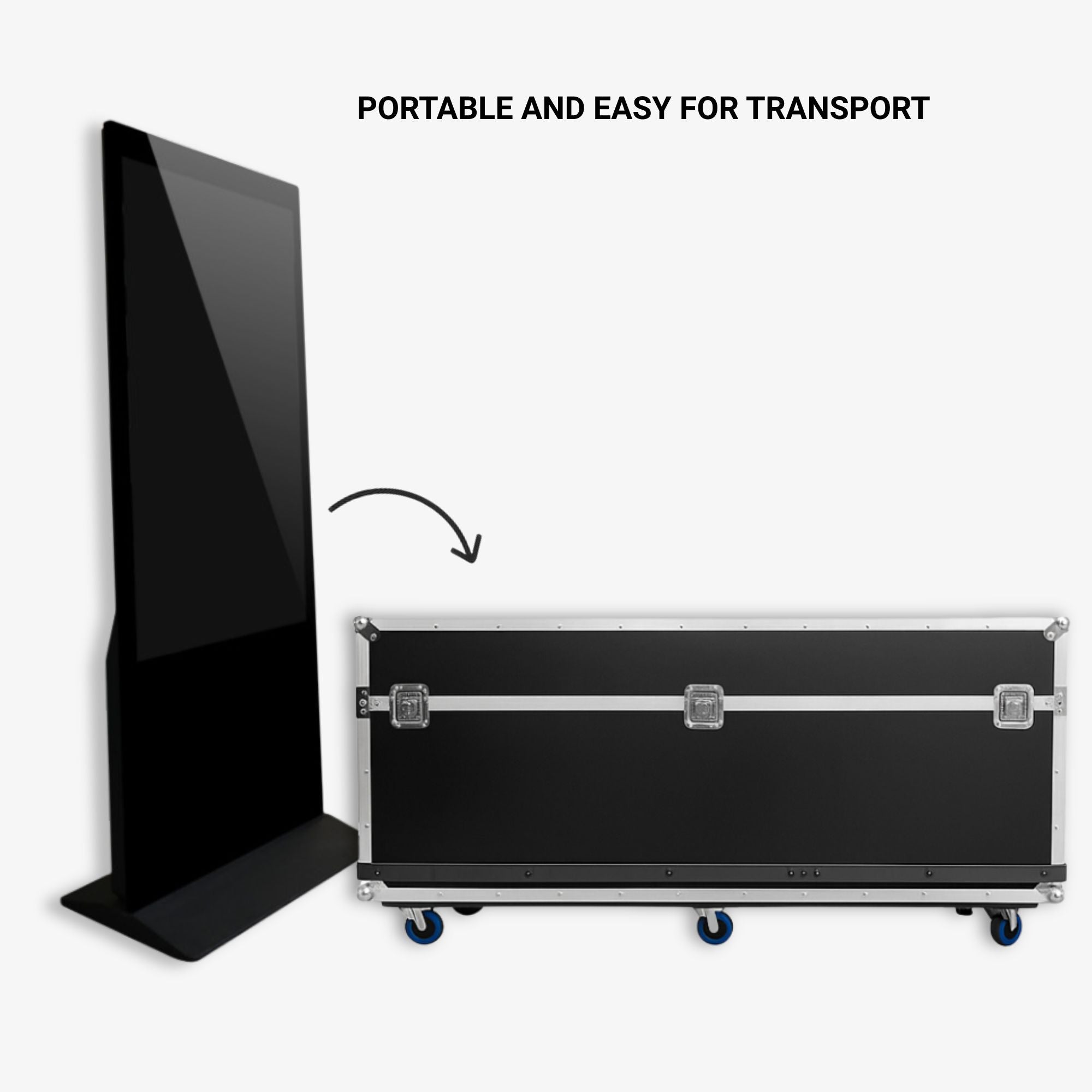 Flight Case para Tótems LCD DLS55 - con Foam, Ruedas y Asas – Transporte Seguro en Ferias y Eventos