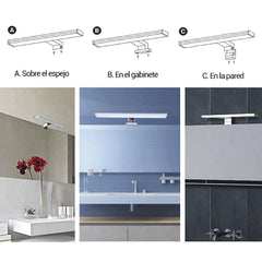 Aplique espejo baño LED 10W - Fijación en espejo, mueble o pared - 50cm