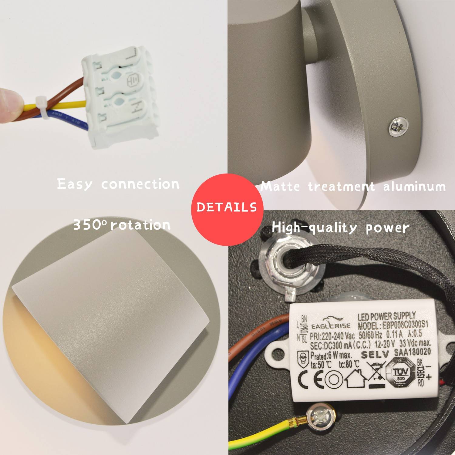 Aplique de pared LED "KOP" orientable 6W