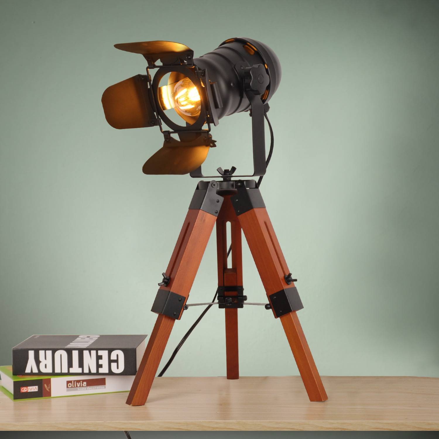Lámpara de mesa vintage con trípode "Cinema Mini"