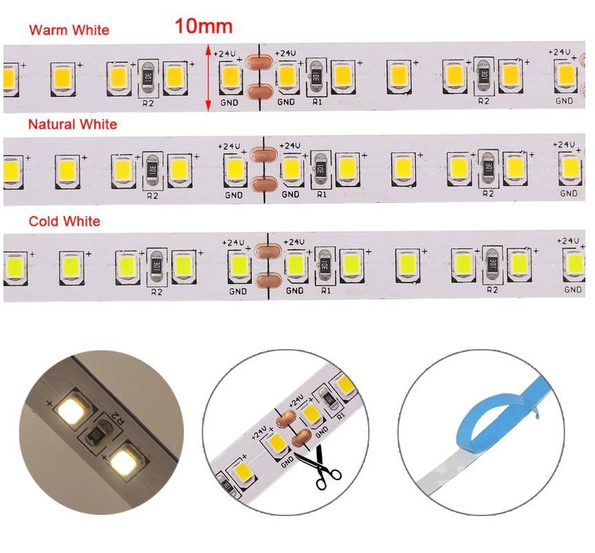 Tira LED 24V DC - 18W/m - Monocolor - 10mm - IP20 - Rollo 5 metros - 120ch/m