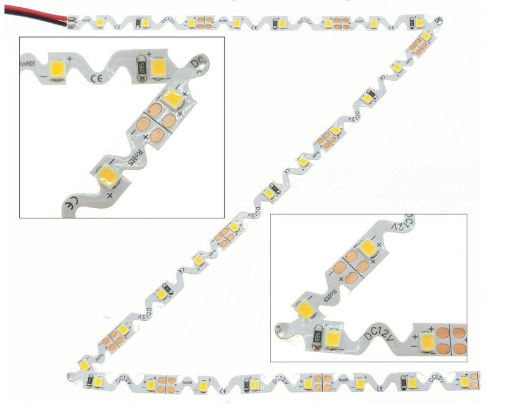 Tira de LED 12V-DC 30W 6mm Zig Zag IP20 (SMD2835 60ch/m) Rollo 5 metros