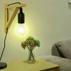 Aplique de pared nórdico "YOJO" -Escuadra de madera y colgante de silicona