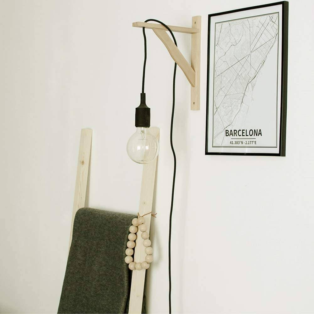 Aplique de pared nórdico "YOJO" -Escuadra de madera y colgante de silicona