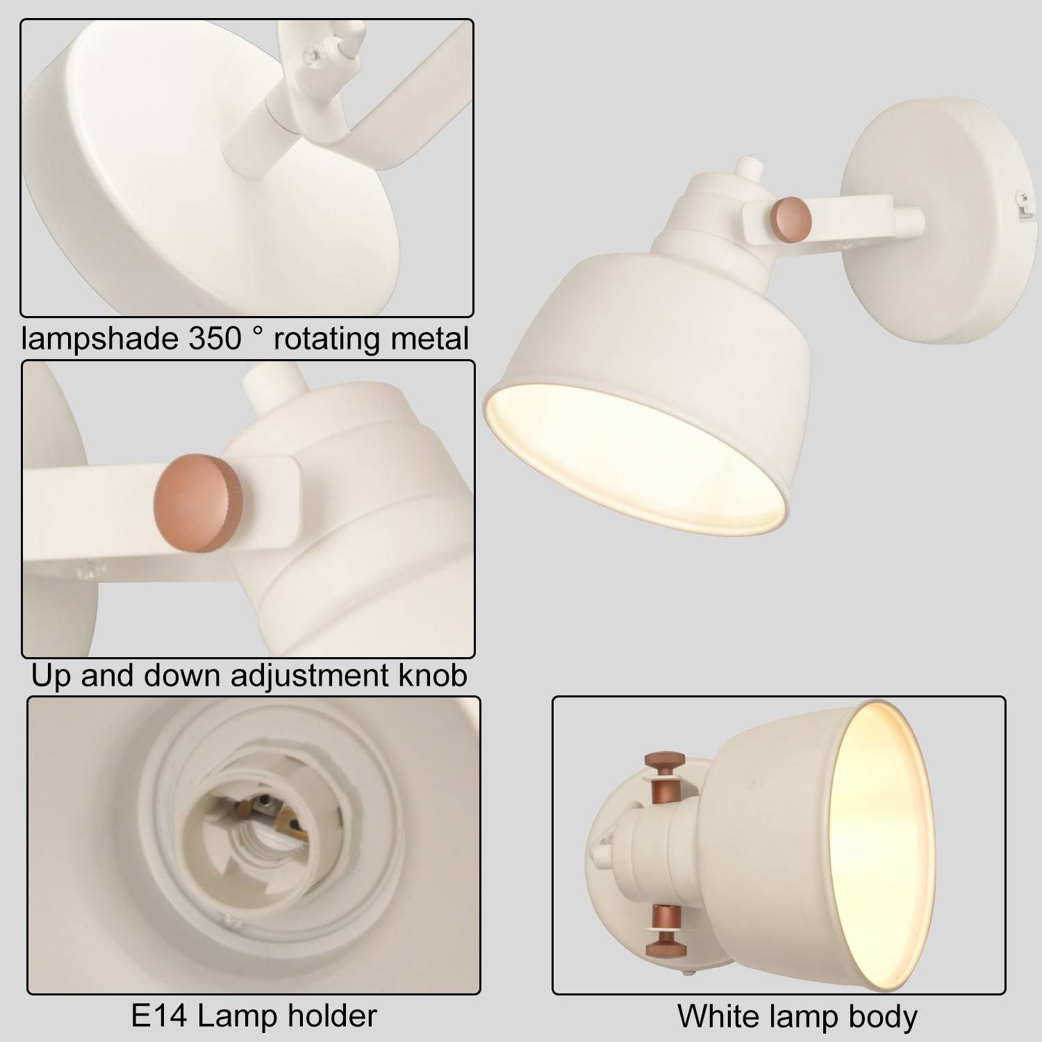 Aplique pared interior moderno orientable "KUKKA" bombilla E14