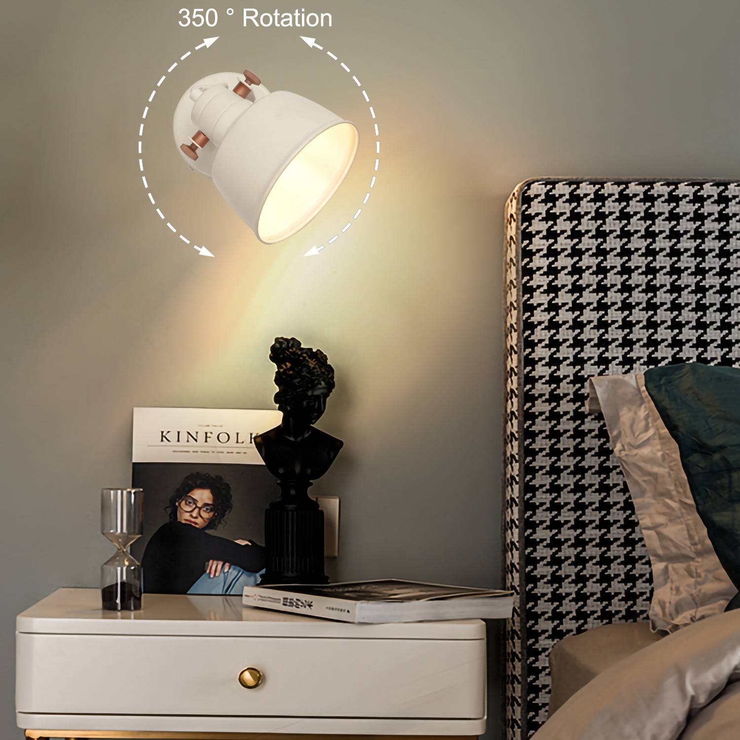 Aplique pared interior moderno orientable "KUKKA" bombilla E14
