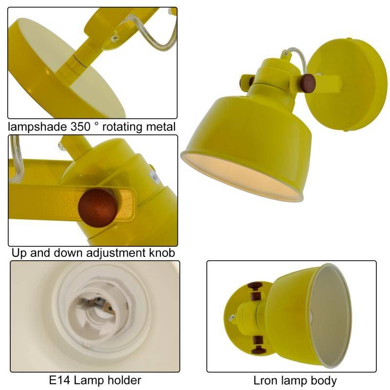 Aplique pared interior moderno orientable "KUKKA" bombilla E14