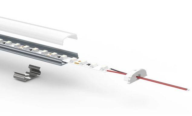 Perfil de aluminio para tira LED flexible / moldeable - 18x6mm - 2 metros