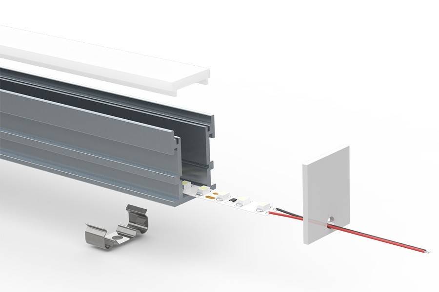 Perfil de aluminio para tira LED empotrable en suelo 21x26mm IP54 (2metros)