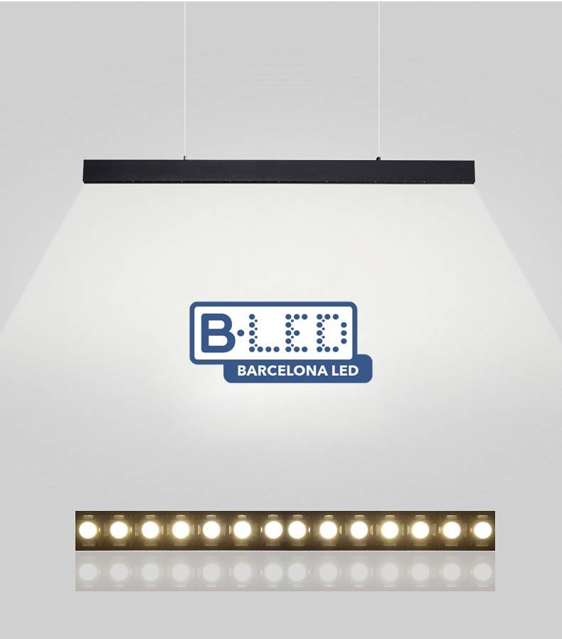 Luminaria  colgante lineal LED 30W 120cm 2750lm de bajo UGR16