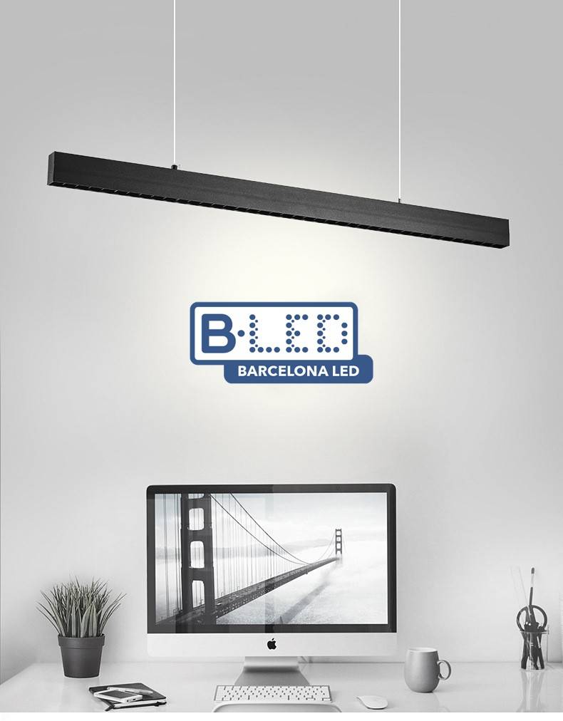 Luminaria  colgante lineal LED 30W 120cm 2750lm de bajo UGR16