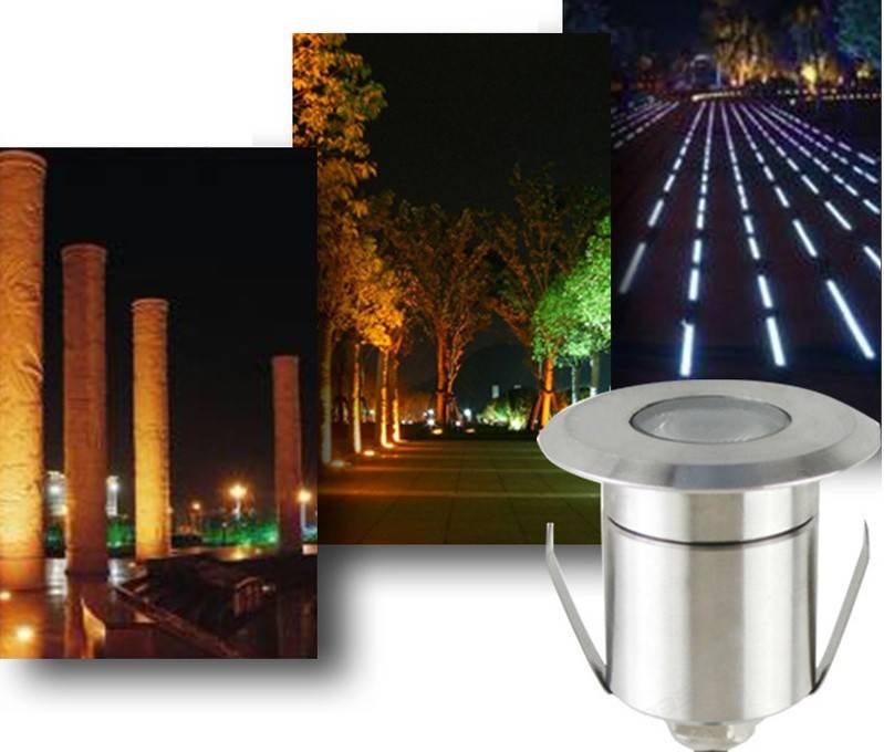 Foco LED RGB empotrable en suelo 3W 12V-DC IP67