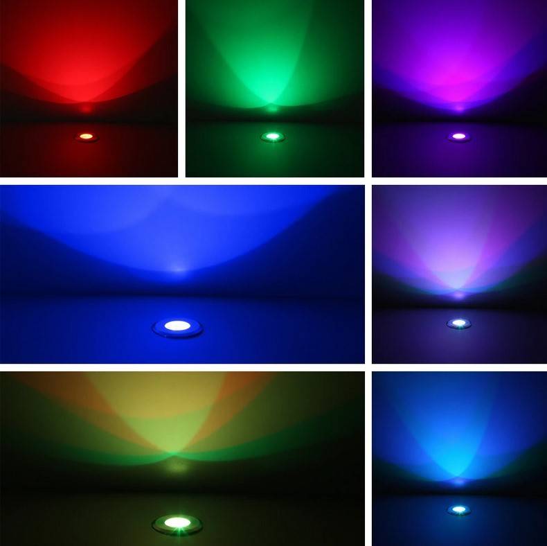 Foco LED RGB empotrable en suelo 3W 12V-DC IP67