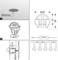 Kit 6 focos LED empotrables balizas para escalera 0,4W 12V-DC IP67
