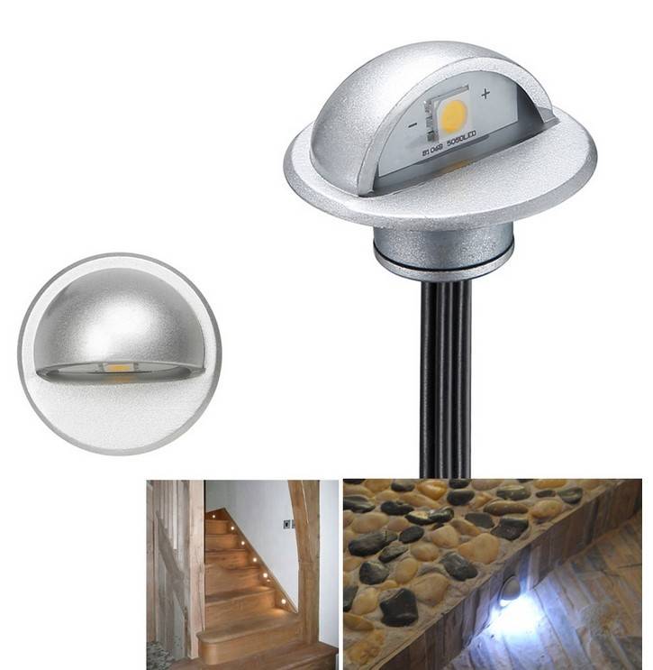 Kit 6 focos LED empotrables balizas para escalera 0,4W 12V-DC IP67