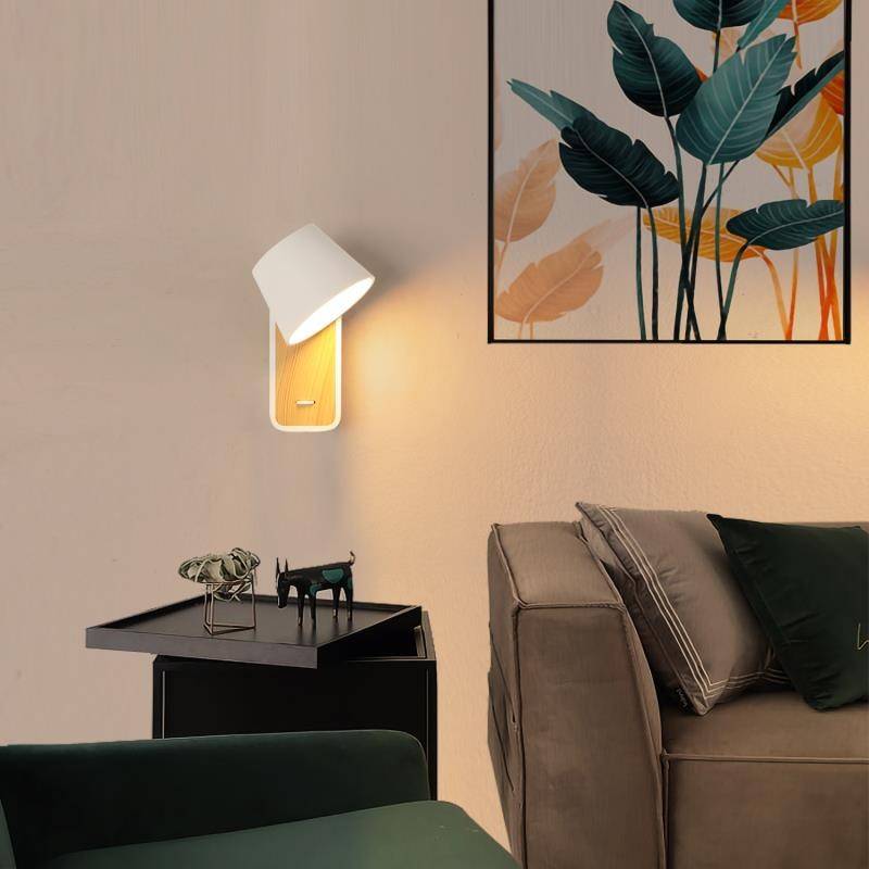 Aplique LED para Dormitorio de Madera rotatorio "KOPPEN" 6W 2700K