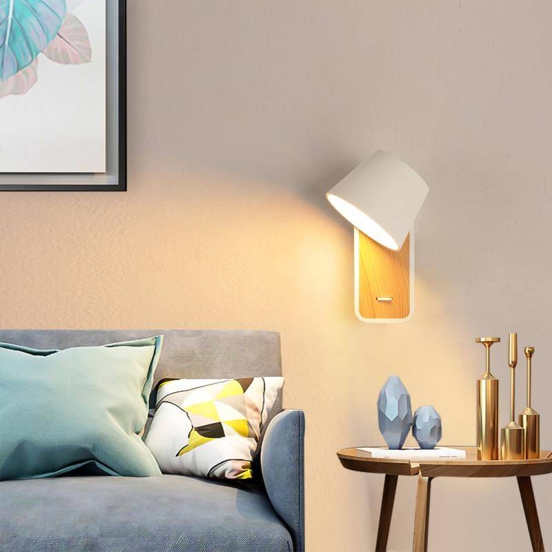 Aplique LED para Dormitorio de Madera rotatorio "KOPPEN" 6W 2700K