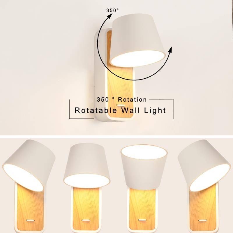 Aplique LED para Dormitorio de Madera rotatorio "KOPPEN" 6W 2700K