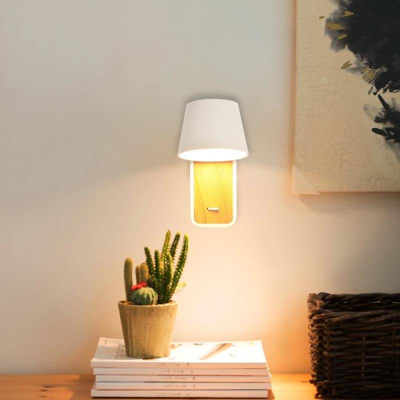 Aplique LED para Dormitorio de Madera rotatorio "KOPPEN" 6W 2700K