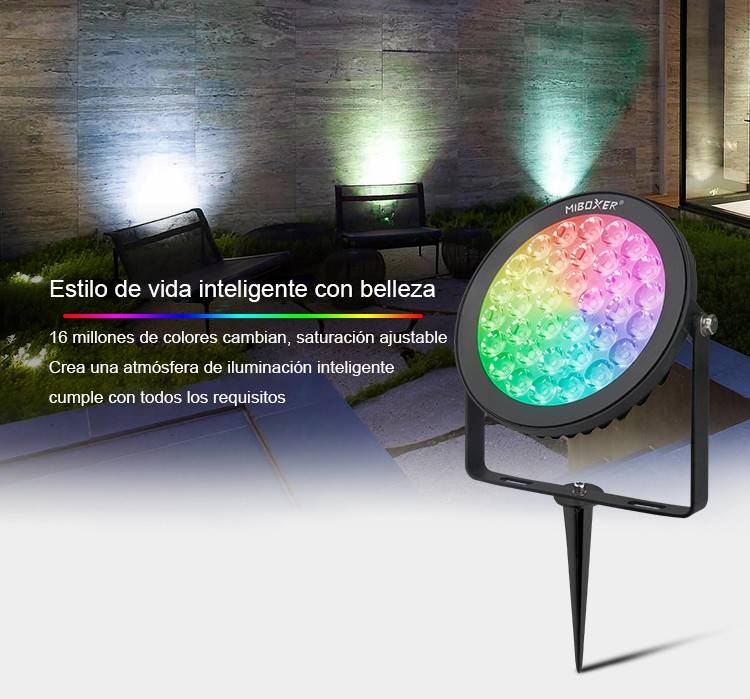 Proyector LED de jardín con pincho 15W RGB+CCT control RF/WiFi  | Mi Light