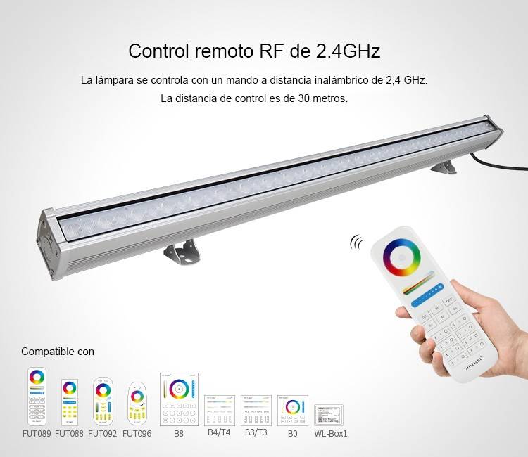 Bañador de pared LED RGB+CCT 24W control RF/WiFi | Mi Light