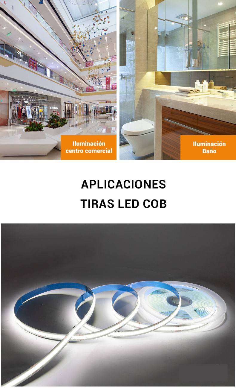 Tira LED COB 24V DC - 12W/m - 10mm - IP20 - Rollo de 10 metros - Corte cada 5cm