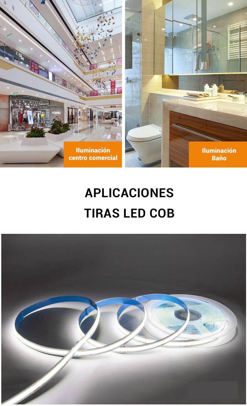 Tira LED COB 24V DC - 12W/m - 8mm - IP20 - Rollo de 5 metros - Corte cada 4,5 cm