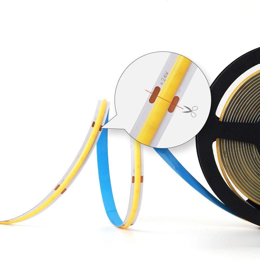 Tira LED COB 24V DC - 12W/m - 8mm - IP20 - Rollo de 5 metros - Corte cada 4,5 cm