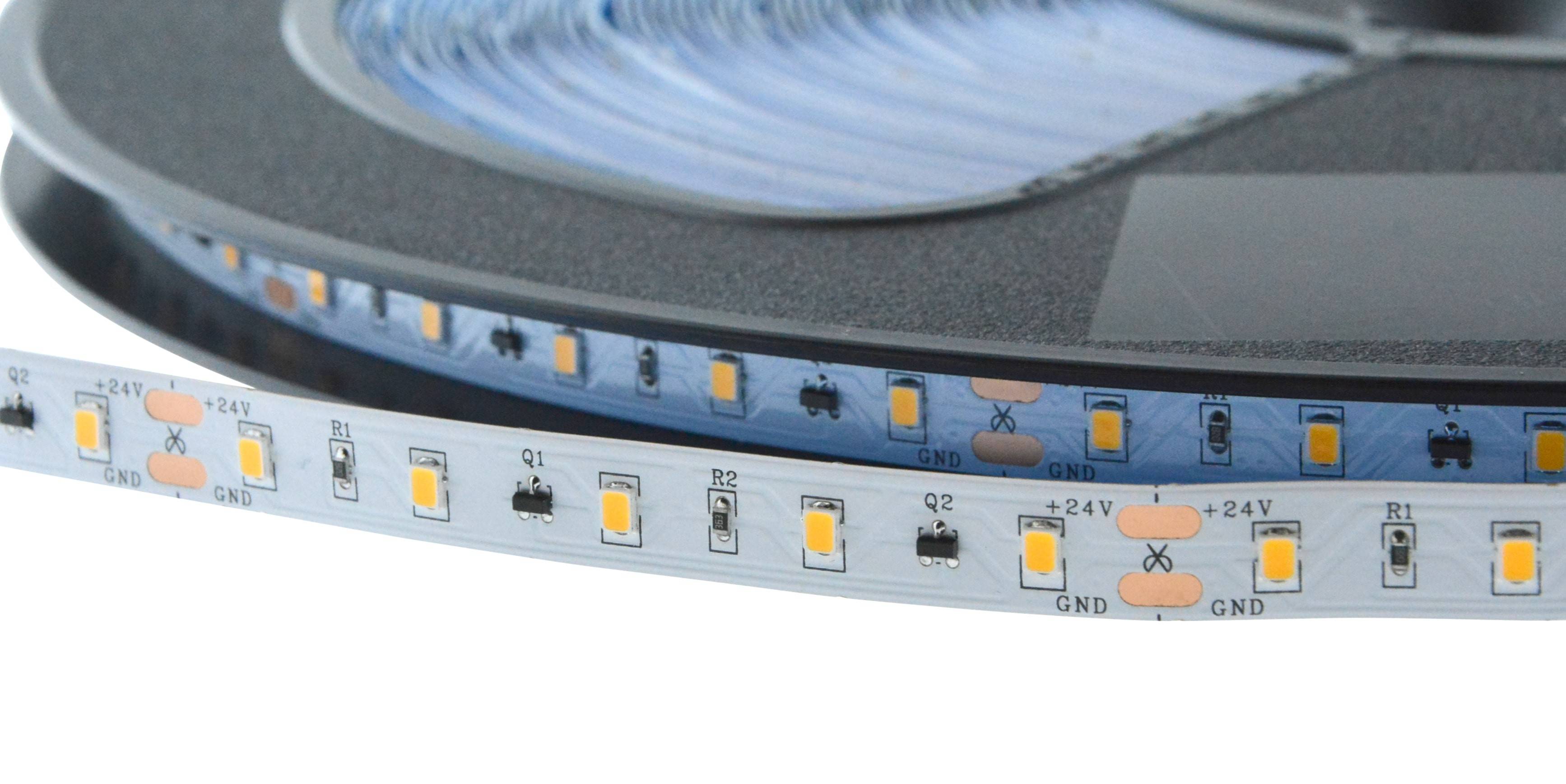 Tira LED 24V-DC - 9W/m - monocolor - 10mm - IP20 - Rollo 50 metros - 60 chips/m - Corte c/10 cm