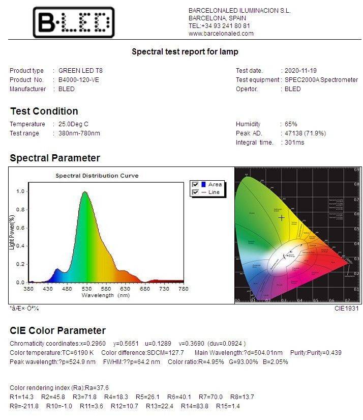 Tubo LED T8 120cm de colores -18 W