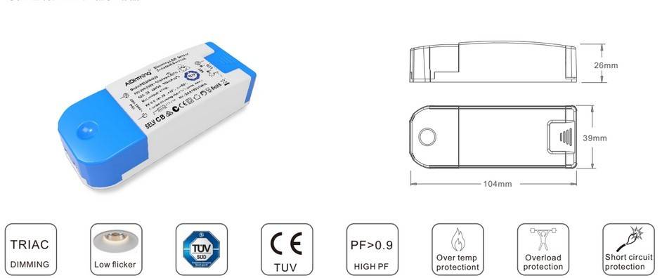Driver regulable TRIAC corriente constante 43-70V 20W 250mA