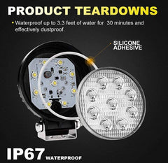 Faro LED 4x4 todoterreno - 27W - 10-60V DC - 1620 lm - Ángulo 60º