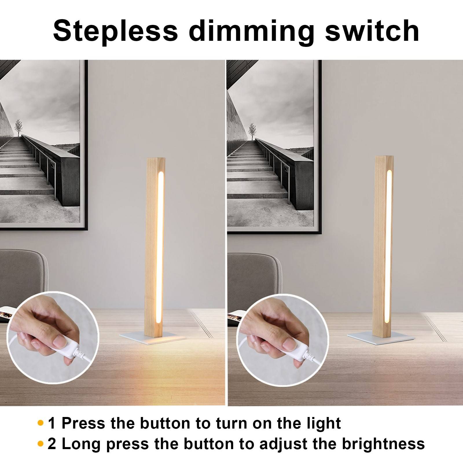 Lámpara de mesa de madera "TOAK" 10W dimable