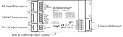 Driver regulable TRIAC DALI PUSH 0/1-10V 8-48VDC 50W multicorriente (180-1500mA)
