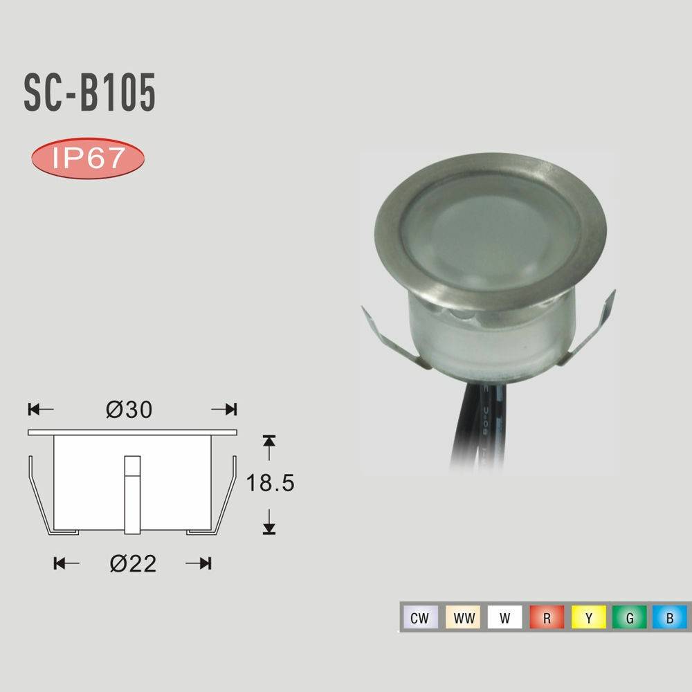 Baliza LED empotrable suelo IP67 12V-DC 0.3W